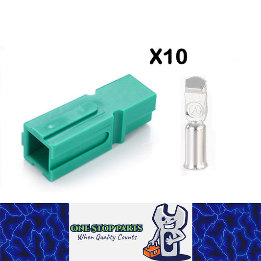 10 x 180A Green Anderson Style Single Pin 180Amp Connector Green Single Terminal