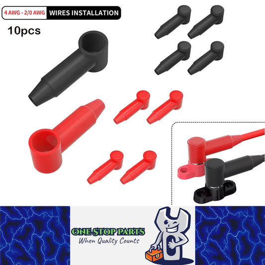 10x Battery Terminal Cover Insulated Rubber Boot Fit 4-2/0 AWG Wire Max M10 Stud