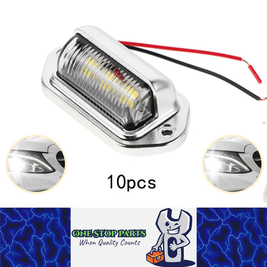 10 x LED Number Plate Lamps Multivolt 12-24v Durable Silver Waterproof Lamps