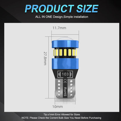 2pcs T10 Warm White 19SMD Canbus LED Bulbs Super Bright 194 W5W T10 LED Globes