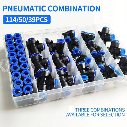 114pcs 4mm Air Pneumatic Connectors Fittings Box Kit with PE/PU/PV/PY/PZA Plugs
