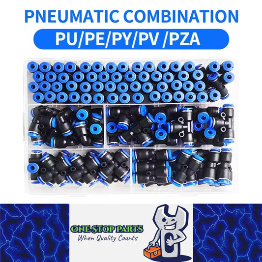 114pcs 4mm Air Pneumatic Connectors Fittings Box Kit with PE/PU/PV/PY/PZA Plugs
