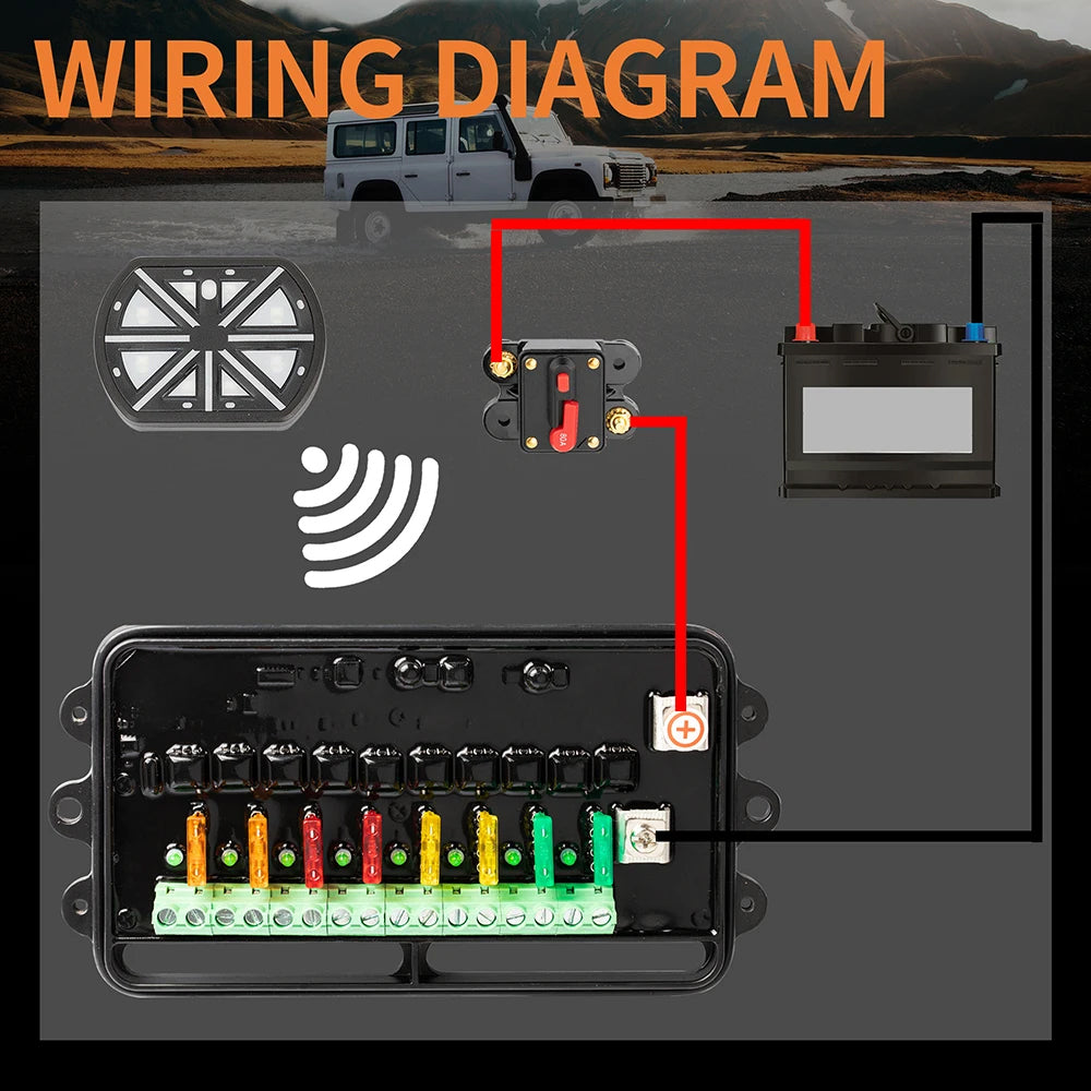 12-24V Remote Control 8 Gang Switch Panel 80A Circuit Control Relay System Box