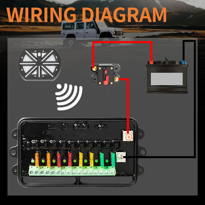 12-24V Remote Control 8 Gang Switch Panel 80A Circuit Control Relay System Box