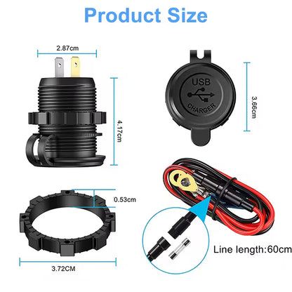 12-24V USB Charger Outlet One PD Type C & Two QC3.0 USB Port Touch Switch Socket