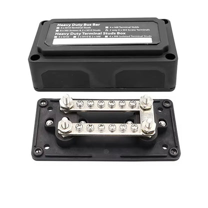 Black M6 Bus Bar 12-48V 300A Power Distribution Block 12 x M6 Studs Terminals