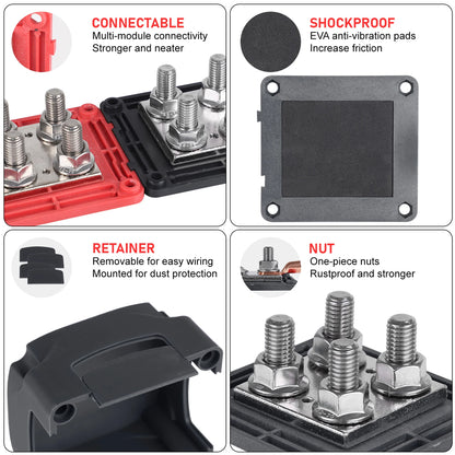 1 x 400A Bus Bar 12-48V 4x M10 Terminals Studs Marine Boat RV Ute Distribution