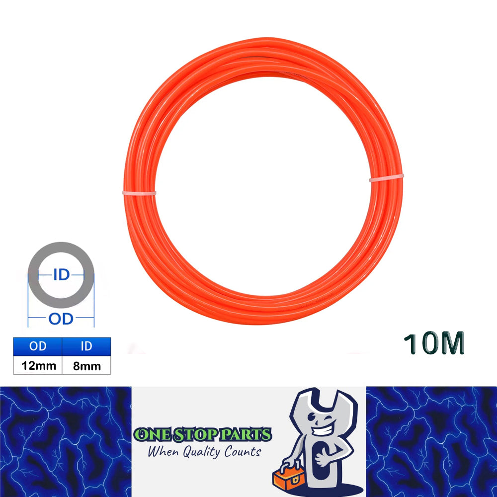 10M 12x8mm Orange PU Air Hose Pneumatic Tube Pipe  for Compressor Water Fluid