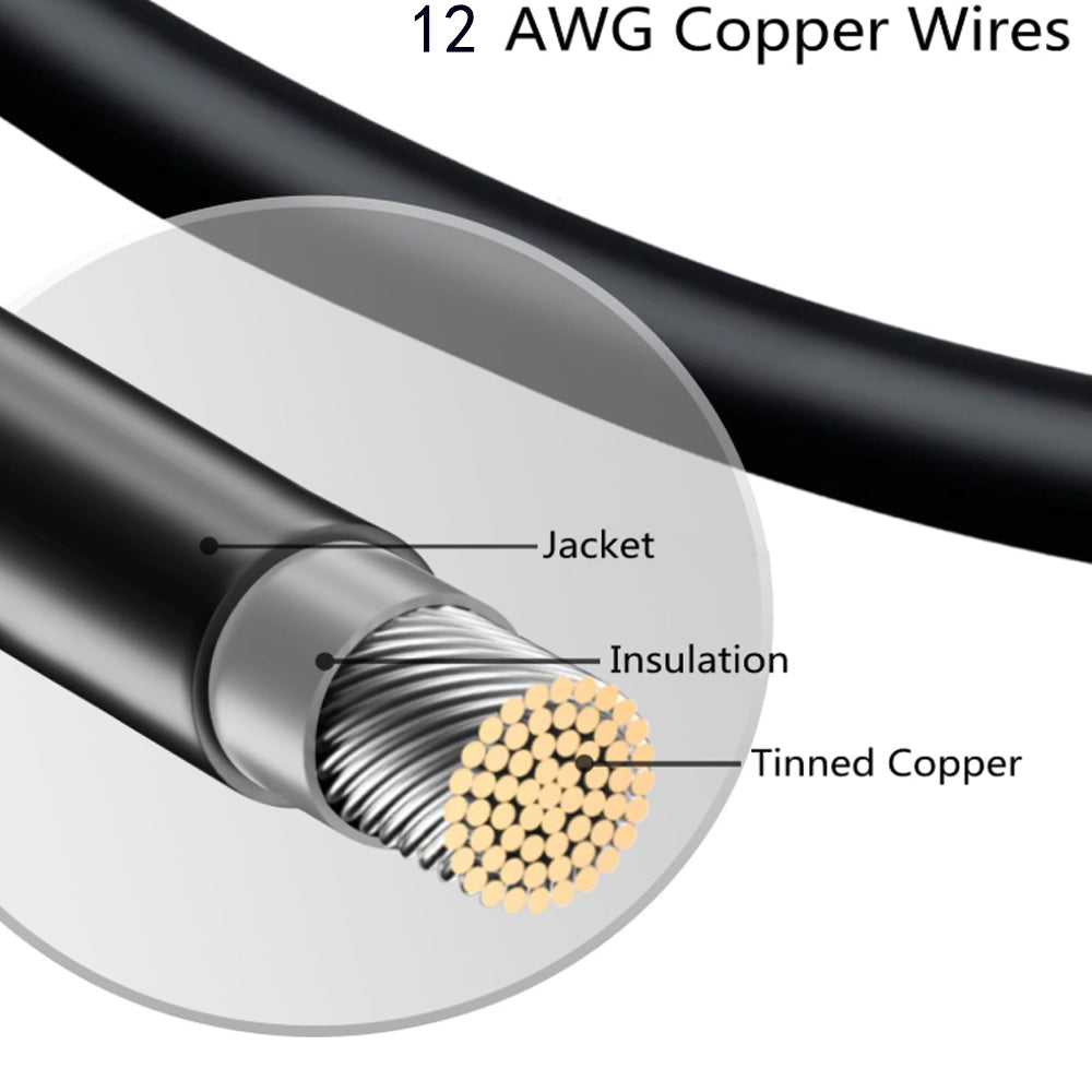 Pair 5M 12AWG 4mm² Solar Panel Extension Cable with Female and Male Connector