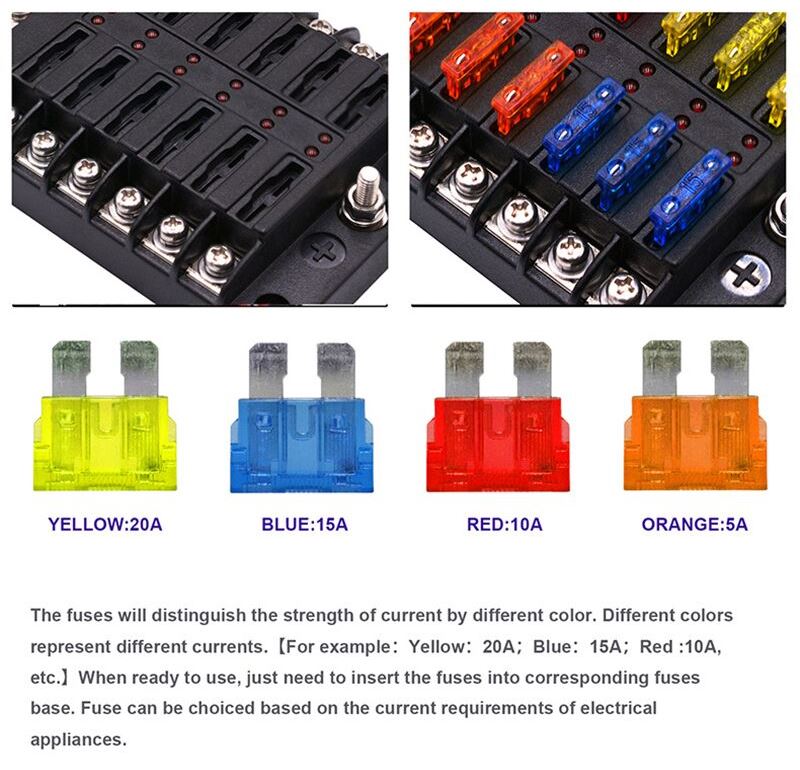 12 Way Fuse Box with cover and name plate stickers with busbar (1pc)