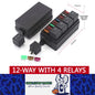 12V Relay Box 4 Way 40A Relay and 12 Way ATC/ATO Fuse Holder with Relay Fuse