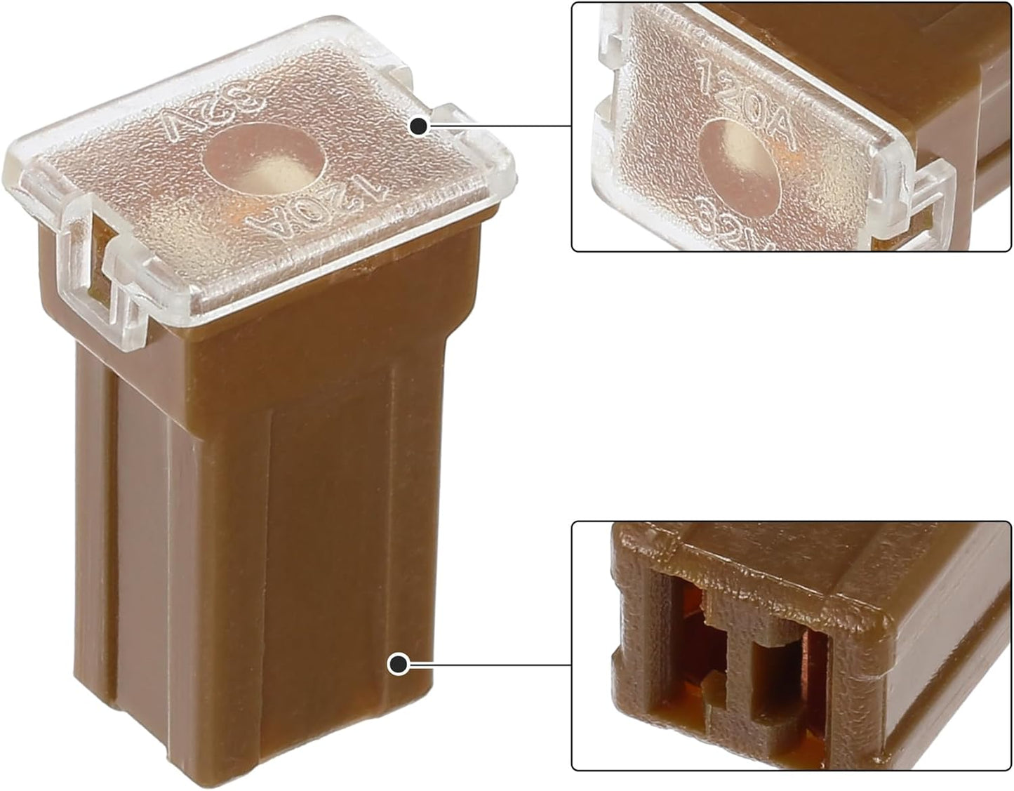 5 x 120Amp Brown Small Slow Blow Fuse Block 10mmx12mm x 27mm High 120A Fuse 5pc