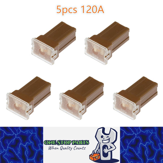 5 x 120Amp Brown Small Slow Blow Fuse Block 10mmx12mm x 27mm High 120A Fuse 5pc