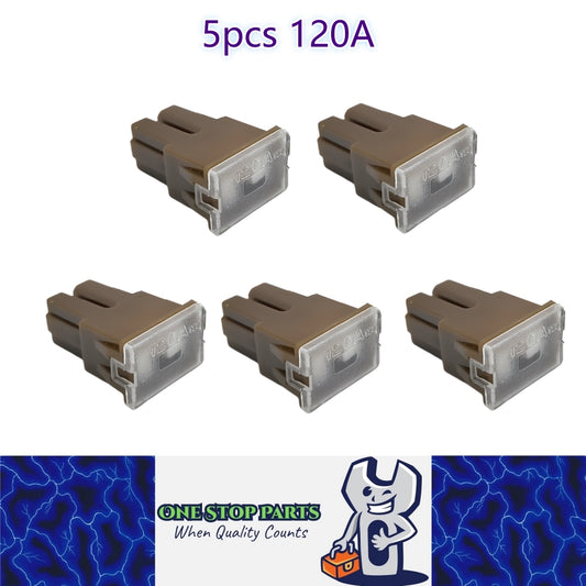 5 x 120Amp Brown Medium Female Slow Blow Fuse Block 15x22x32mm High 120A Fuse