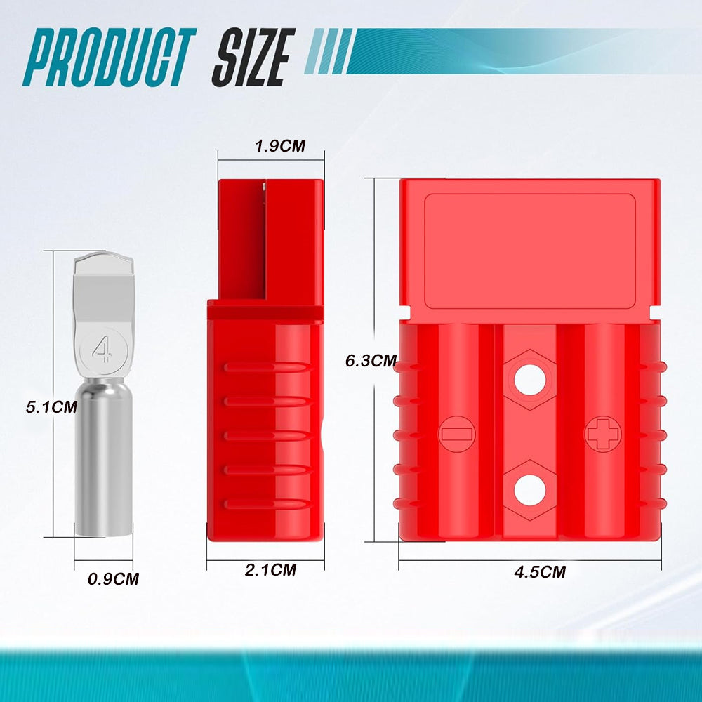 4 x 120A Red Anderson Socket Plug 2 Pin 120Amp Connector RV Truck Winch Marine