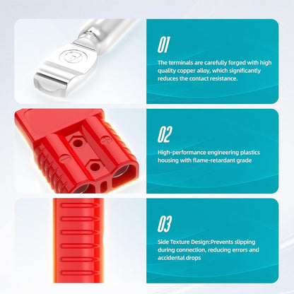 2 x 120A Red Anderson Socket Plug 2 Pin 120Amp Connector RV Truck Winch Marine