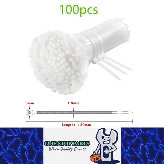 100 x 120mm White Cable ties 1.8mm x 120mm White Plastic Nylon Ties (100pcs)