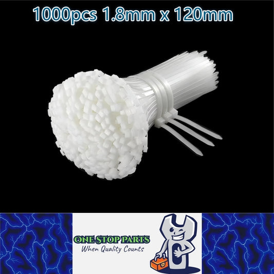 1000 x 120mm White Cable ties 1.8mm x 120mm White Plastic Nylon Ties (1000pcs)