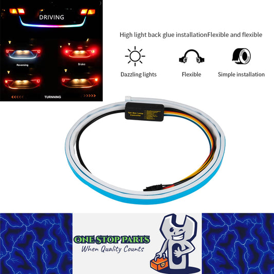 120cm Car Rear Trunk Tail Light Rainbow Dynamic Reverse Stop/Tail LED Strip Lamp