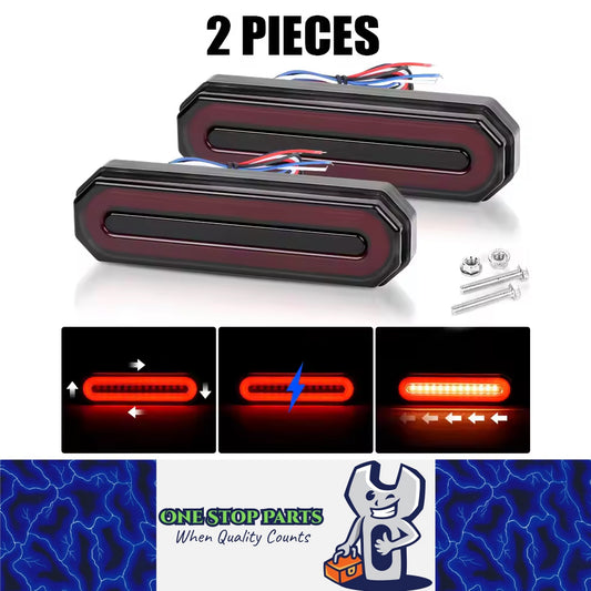 2pcs 3 in 1 LED Tail Light 125x35mm Stop/Tail/Indicator/DRL for Trailer Truck