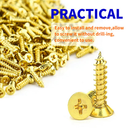 1280pcs M2 Brass Plated Phillips Tips Screw Assortment Kit Self Tapping Screws