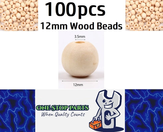 100 x 12mm Natural wood beads round DIY jewelry Handmade Accessories