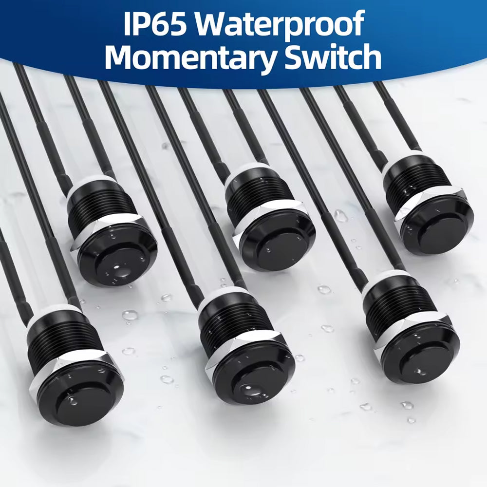 6pcs 12mm Metal Momentary Push Button Switch 12V 2 Pin Pre Wired SPST Switch