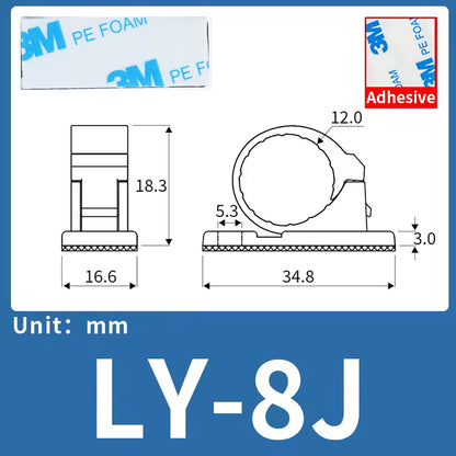 50 x Self-Adhesive Cable Clips ID12mm Wire Clamps Cord Holders Cable Organizer