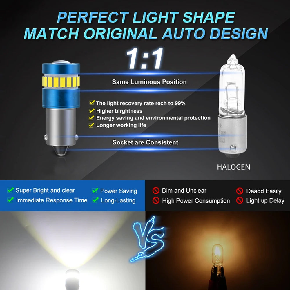 6pcs BAY9S Blue 12V 19SMD Canbus Super Bright LED Bulbs BAY9S LED Globes