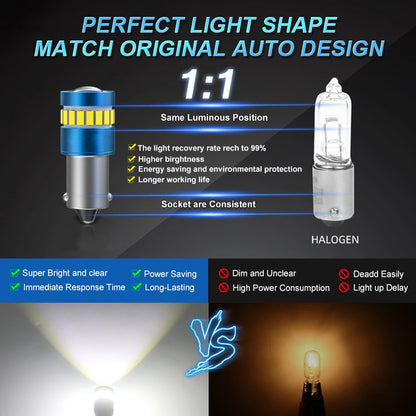 6pcs BAY9S Blue 12V 19SMD Canbus Super Bright LED Bulbs BAY9S LED Globes
