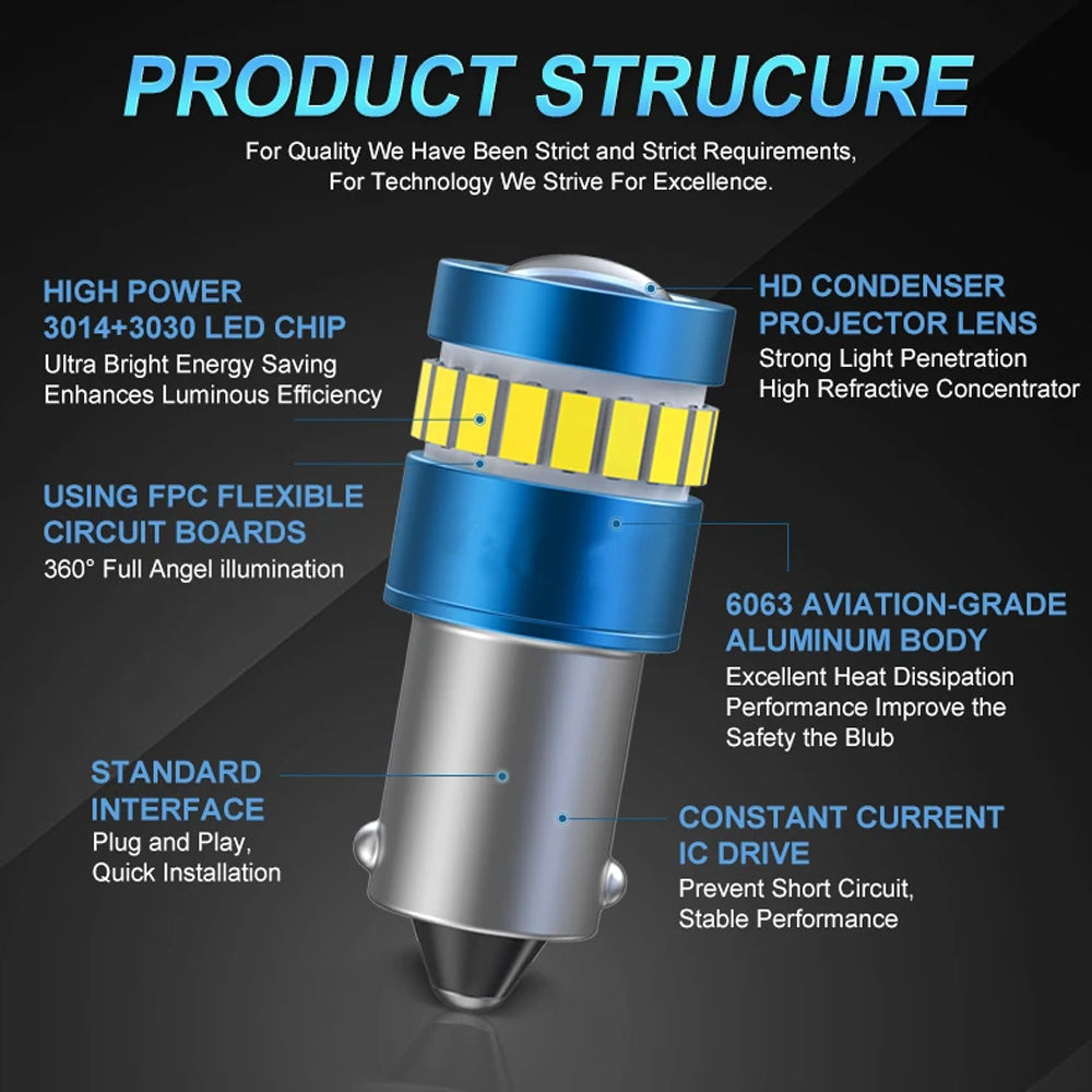 2pcs BA9S Yellow 12V 19SMD Canbus Super Bright T4W LED Bulbs BA9S LED Globes