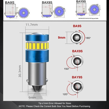 2pcs BA9S Blue 12V 19SMD Canbus Super Bright T4W LED Bulbs BA9S LED Globes