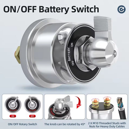 12V 200A Battery Disconnect Switch with Side Post Mount Bracket Cut Off Switch
