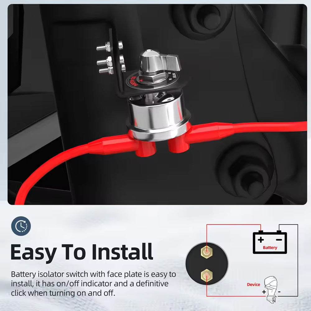 12V 200A Battery Disconnect Switch with Side Post Mount Bracket Cut Off Switch