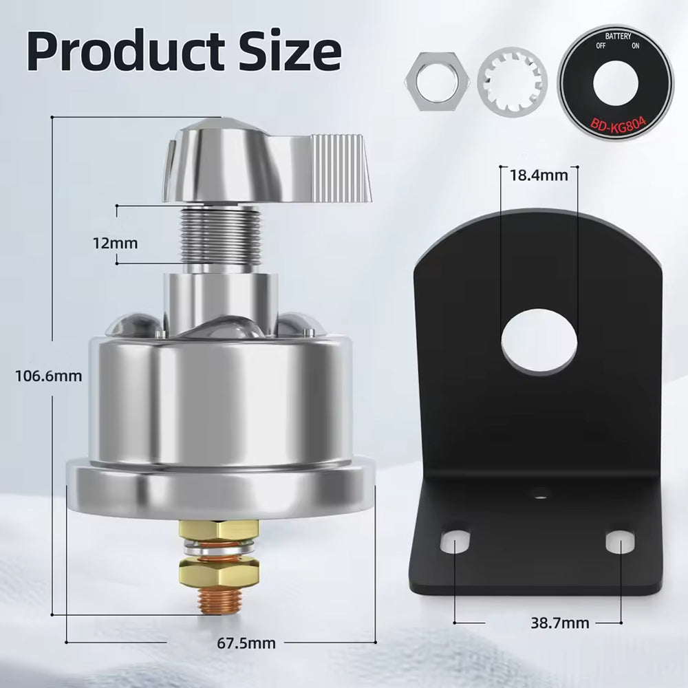 12V 200A Battery Disconnect Switch with Side Post Mount Bracket Cut Off Switch