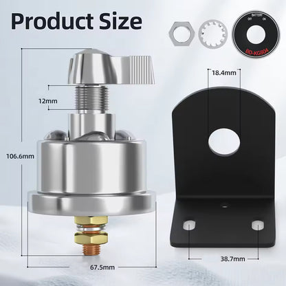 12V 200A Battery Disconnect Switch with Side Post Mount Bracket Cut Off Switch