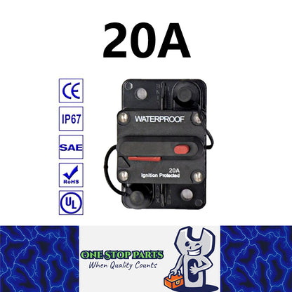 12v 20A Circuit Breaker Manual Reset Water Proof Ideal for 4wd Caravan Boat