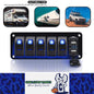 12V-24V Pre Wired 5 Gang Switch Panel LED Rocker Switch Panel with Volt USB Port