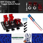 12V 3 Gang Toggle Switch Panel with LED Light and Flip Cover 3Pin ON/Off Switch