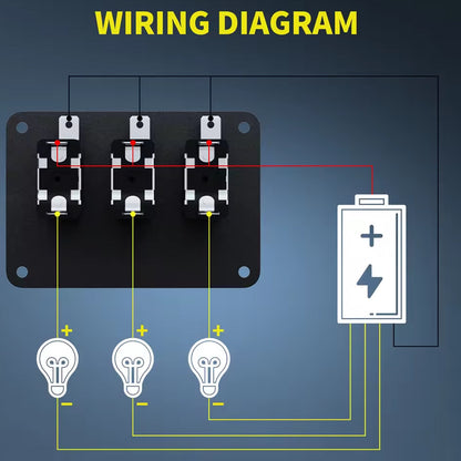 12V 3 Gang Toggle Switch Panel with LED Light and Flip Cover 3Pin ON/Off Switch