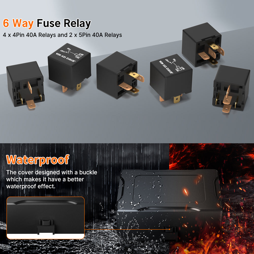 12V Waterproof Fuse Relay Box Panel 6-Way 14 ATC/ATO Fuses LED for Car Truck