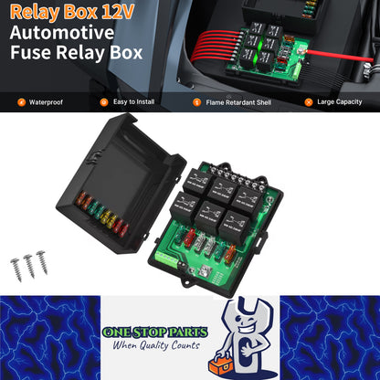 12V Waterproof Fuse Relay Box Panel 6-Way 14 ATC/ATO Fuses LED for Car Truck