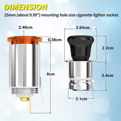 12V Cigarette Lighter Socket Outlet with Eject Button Cigarette Lighter Plug