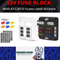12V-36V 6 Way Fuse Box with Cover Name Plate Stickers Bus bar ATO/ATC Fuse Block