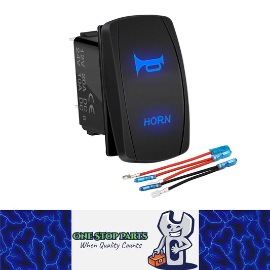 1 x Horn Switch 12V-24V 5Pin Momentary Horn Rocker Switch Button with Blue LED