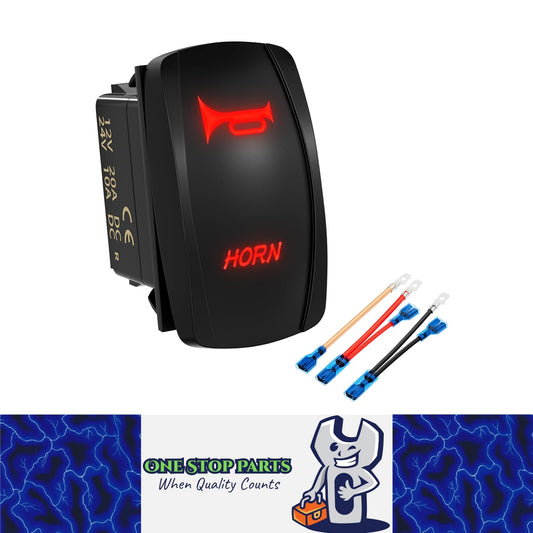 1 x Horn Switch 12V-24V 5Pin Momentary Horn Rocker Switch Button with Red LED