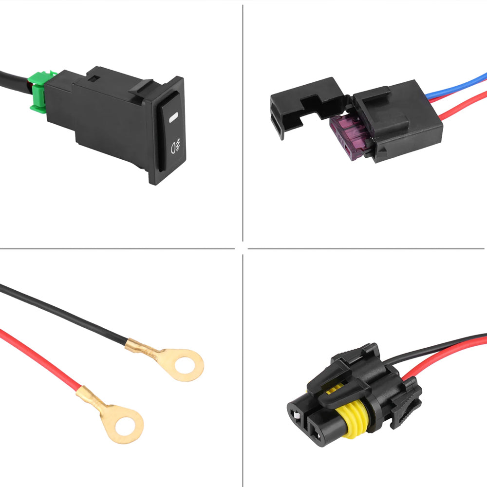 12V LED Fog Light Wiring Harness Kit with Switch Relay Fuse for Car Truck SUV