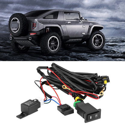 12V LED Fog Light Wiring Harness Kit with Switch Relay Fuse for Car Truck SUV