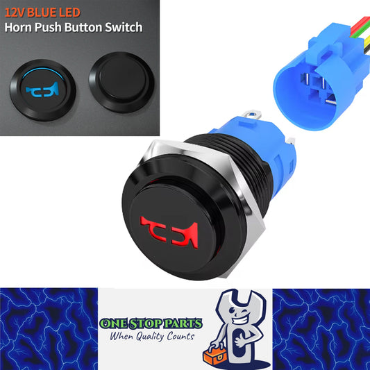 Horn Switch 12V 5A 16MM Red LED Horn Push Button Switch for Car Boat Marine