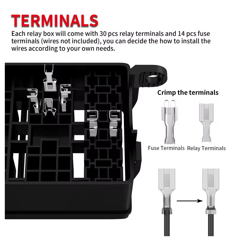 12V 6 Way Relay Box 6 Slot Fuse Hoder ATC/ATO Fuse Relay Block with Relay Fuse